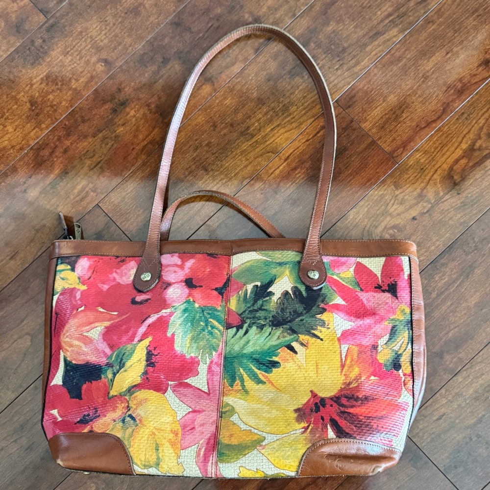 Patricia Nash Floral Viotti Straw Large Tote Bag